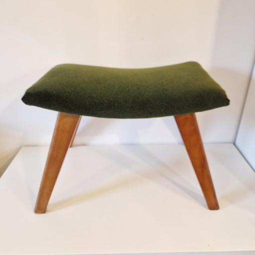 50'S Vintage Footstool Stool New Upholstered