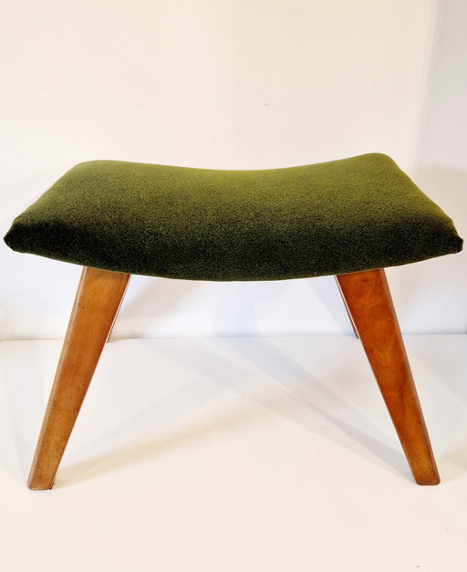 50'S Vintage Footstool Stool New Upholstered