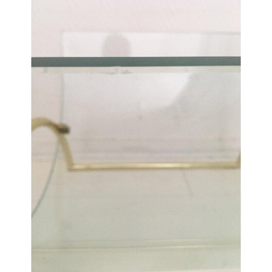 Image 1 of Vintage Italian magazine rack in brass and glass by Galotti and Radice