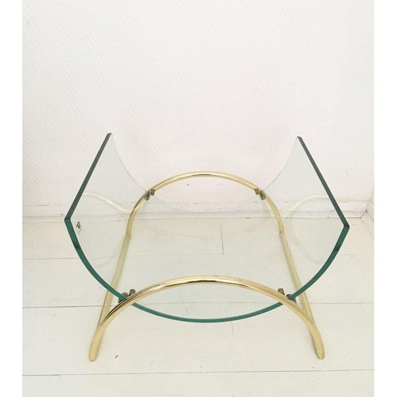 Image 1 of Vintage Italian magazine rack in brass and glass by Galotti and Radice