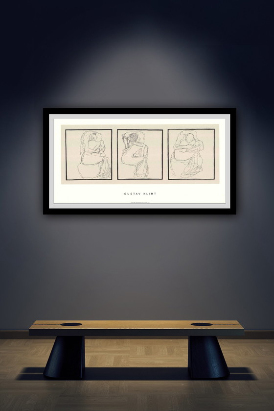 Image 1 of Gustav Klimt (1862-1918), Couples D'Amants. 3-Panel Print on Sturdy Museum Paper.