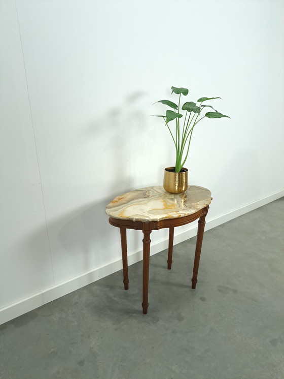 Image 1 of Old Wooden Table With Marble Top From France