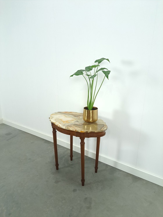 Image 1 of Old Wooden Table With Marble Top From France