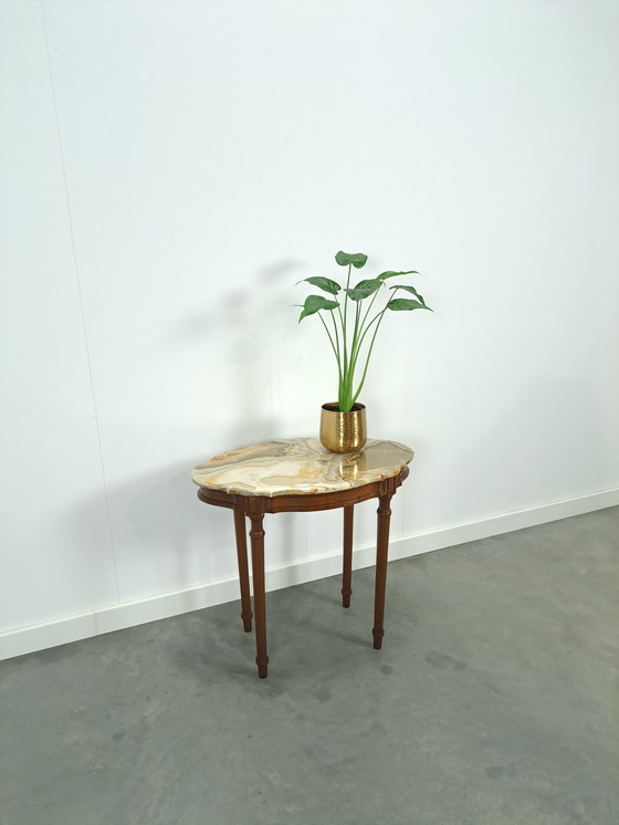 Image 1 of Old Wooden Table With Marble Top From France