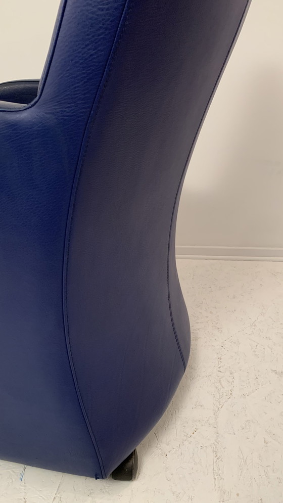 Image 1 of 2x LeoLux design lounge chair leather blue