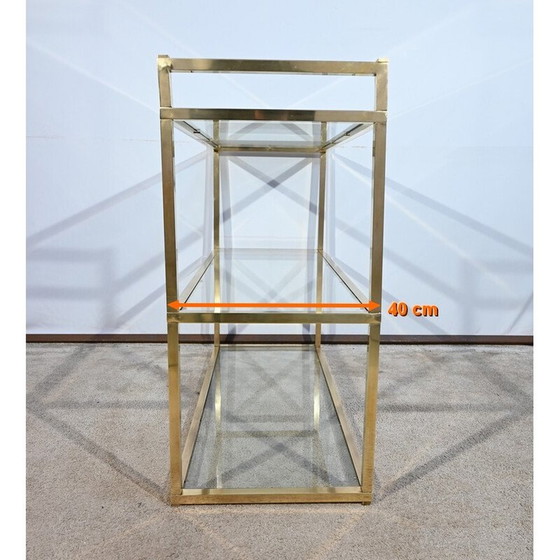 Image 1 of Vintage brass and glass 3-level shelf, 1970