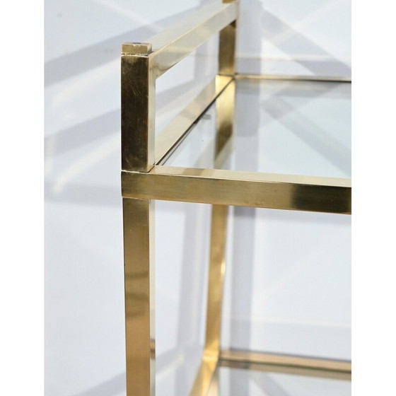 Image 1 of Vintage brass and glass 3-level shelf, 1970