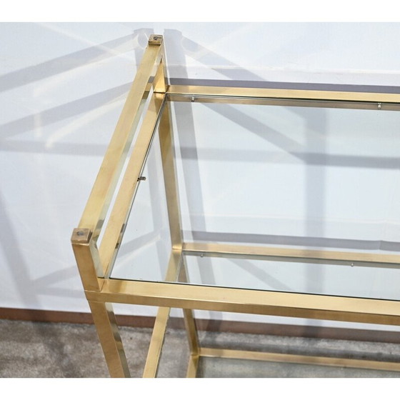 Image 1 of Vintage brass and glass 3-level shelf, 1970