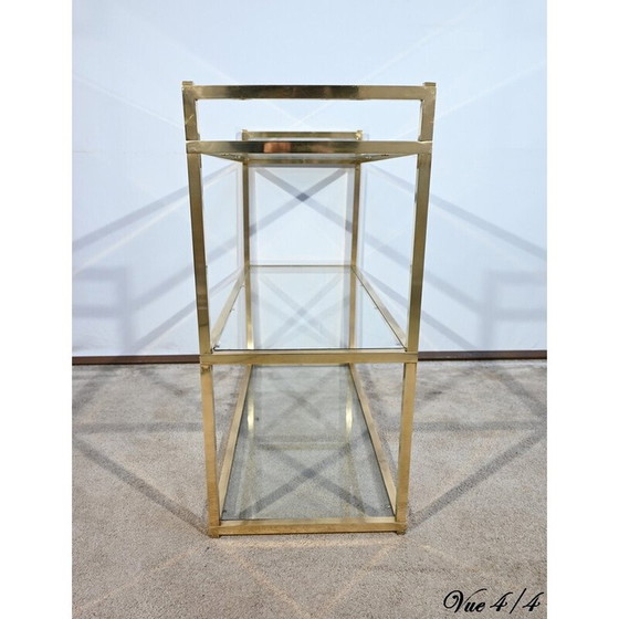 Image 1 of Vintage brass and glass 3-level shelf, 1970