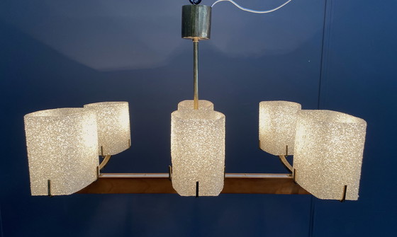 Image 1 of Pendant Lamp 6 Plastic Shades 1960S