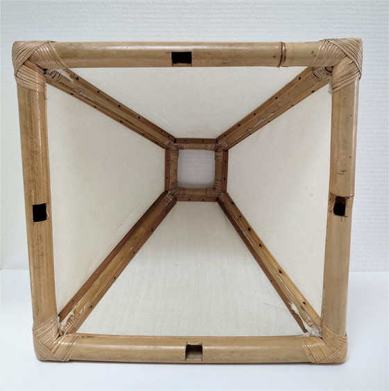 Image 1 of Lampada pagoda in bambù e tela vintage