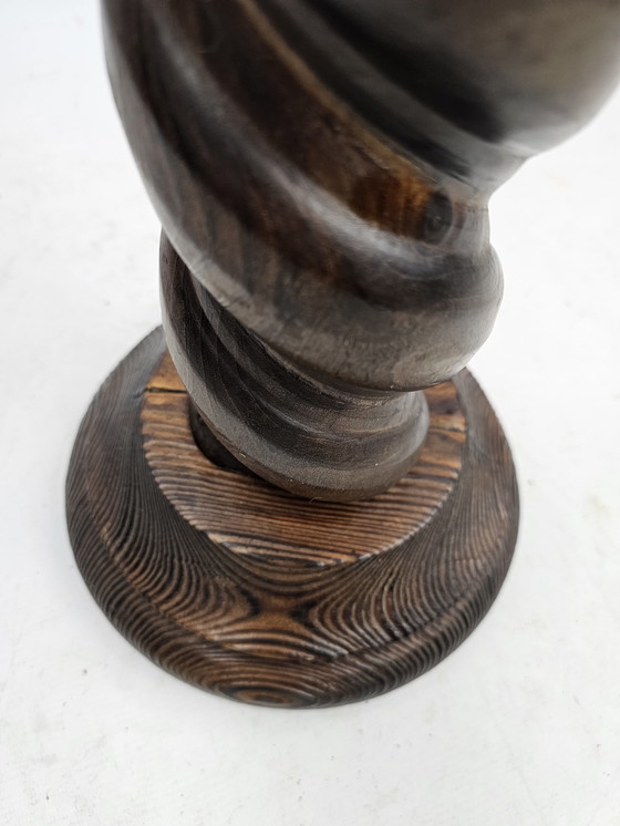 Image 1 of Brutalist solid wood candlestick large model 