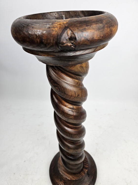 Image 1 of Brutalist solid wood candlestick large model 