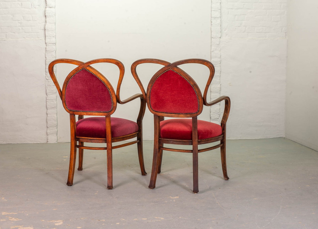 Red Velvet Heart-shaped Wooden Side Chairs, 1950s €1,500 Whoppah