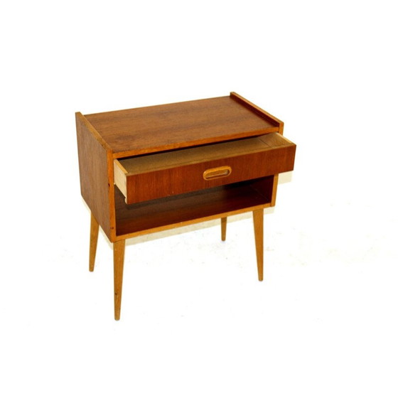 Image 1 of Comodino vintage in teak con gambe in faggio, Svezia 1960