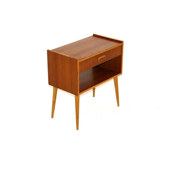 Image 1 of Comodino vintage in teak con gambe in faggio, Svezia 1960