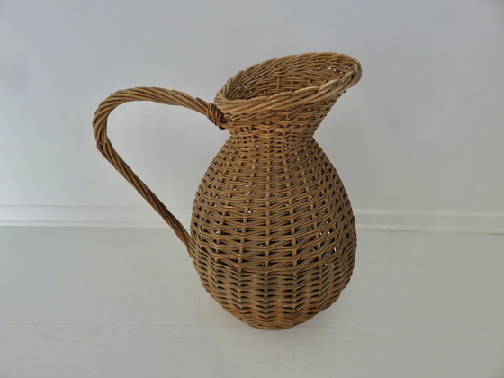 Image 1 of Grand Vase En Rotin En Forme De Pichet, France, 1970