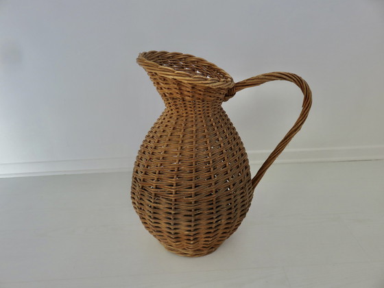 Image 1 of Grand Vase En Rotin En Forme De Pichet, France, 1970