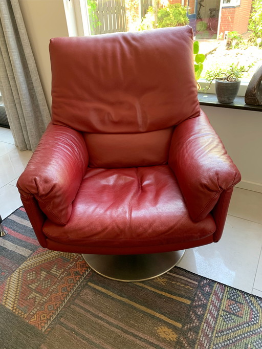 Fauteuil Leolux Cece cuir rouge