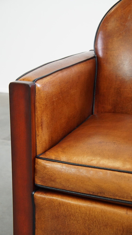 Image 1 of Sheep Leather Art Deco Design Armchair