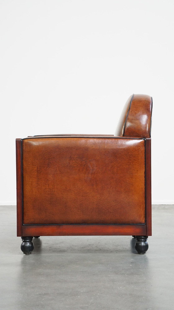 Image 1 of Sheep Leather Art Deco Design Armchair