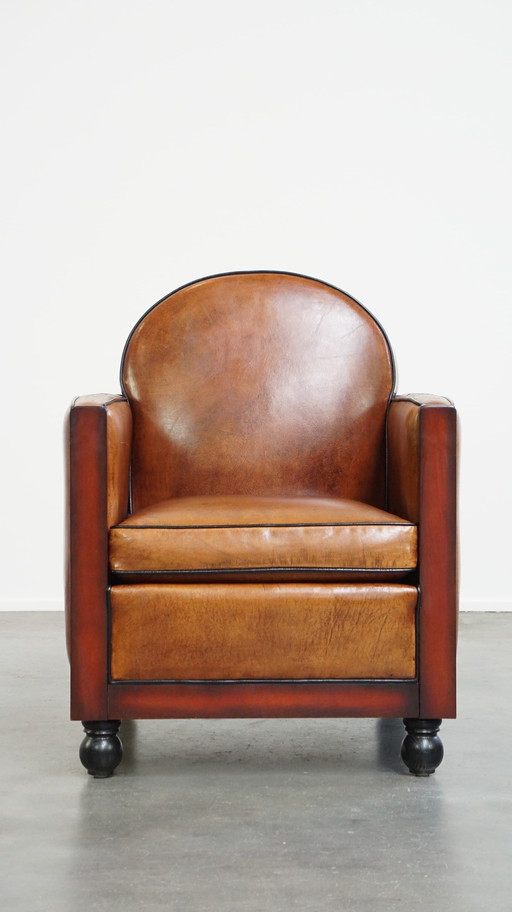 Sheep Leather Art Deco Design Armchair