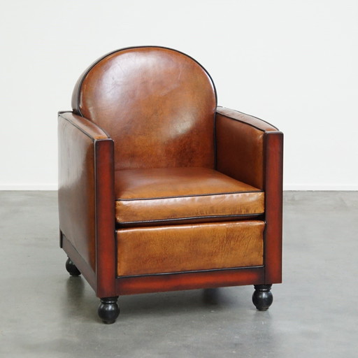 Sheep Leather Art Deco Design Armchair