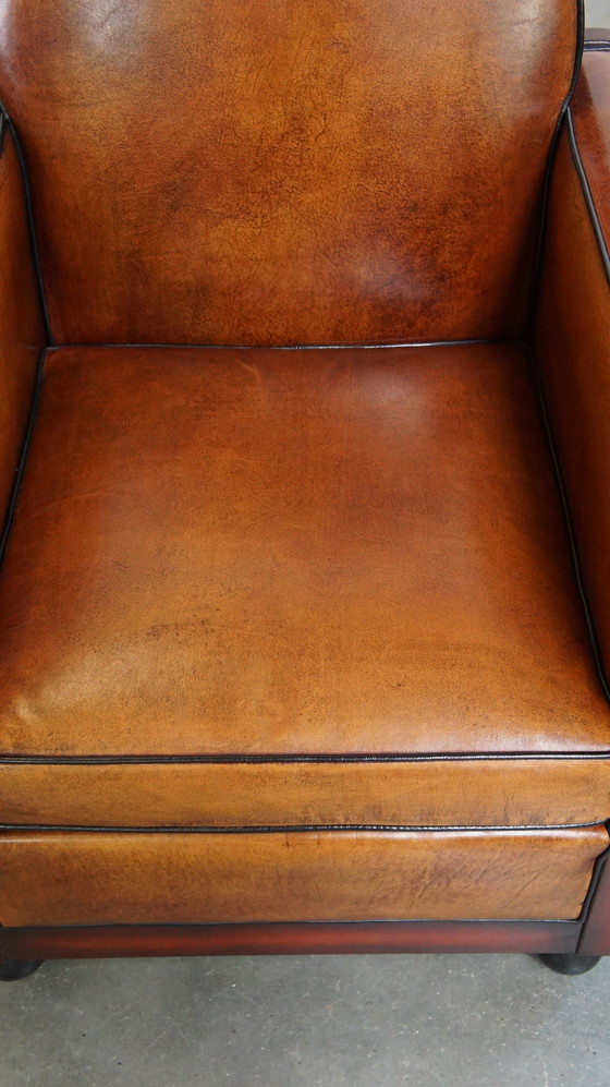 Image 1 of Sheep Leather Art Deco Design Armchair