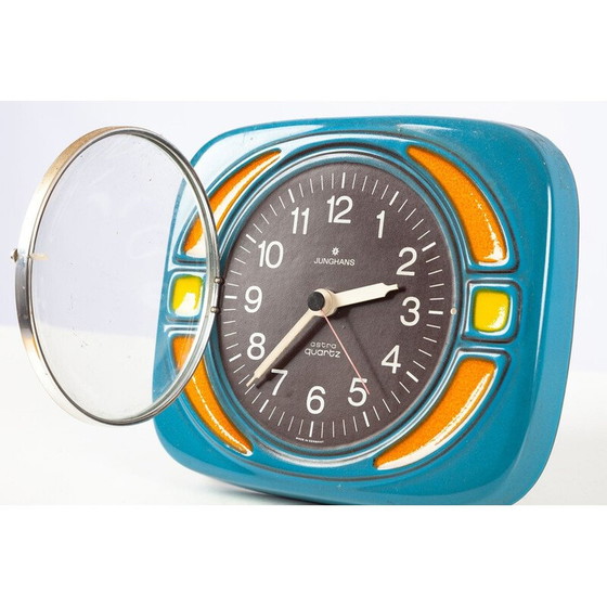 Image 1 of Vintage ceramic and glass wall clock by Junghans, 1970