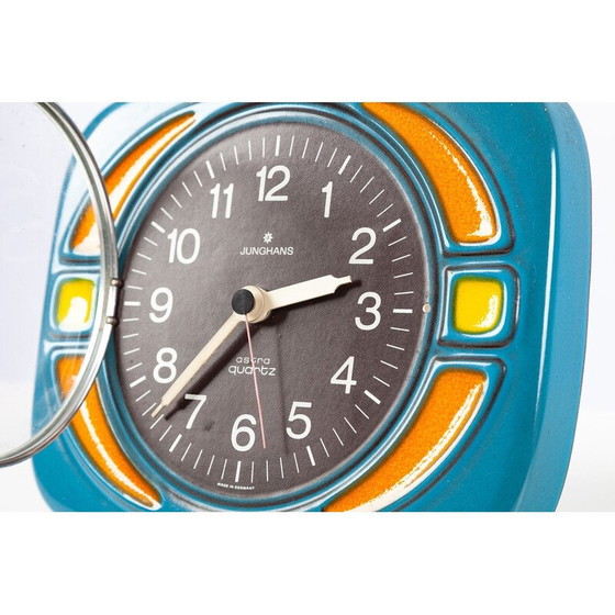 Image 1 of Vintage ceramic and glass wall clock by Junghans, 1970