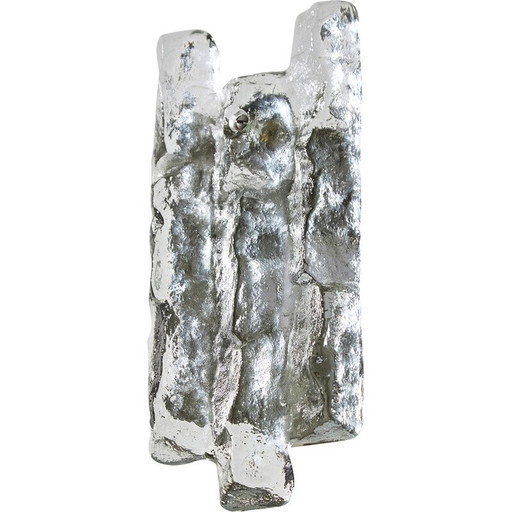 Vintage ice crystal and metal wall lamp by Julius Theodore Kalmar, 1960