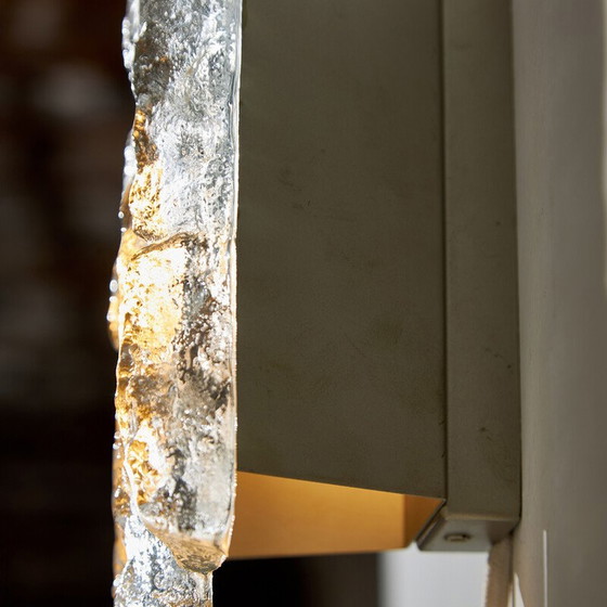 Image 1 of Vintage ice crystal and metal wall lamp by Julius Theodore Kalmar, 1960