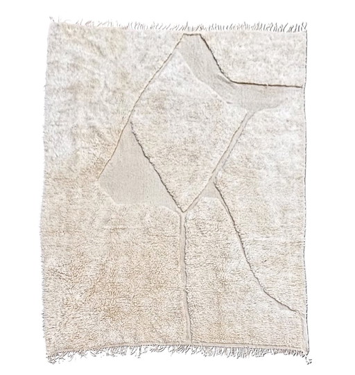 Oversized White Ivory Modern Moroccan Rug - 300X390 Cm