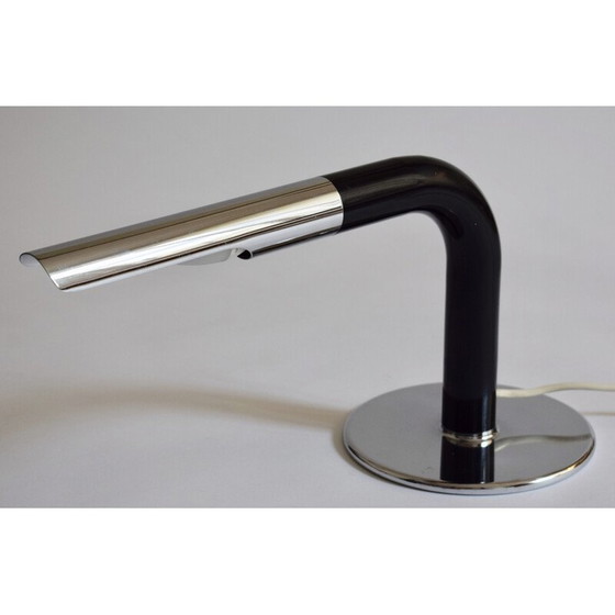 Image 1 of Vintage "Gulp" table lamp in chrome and black lacquered steel by Ingo Maurer for Design M, 1969