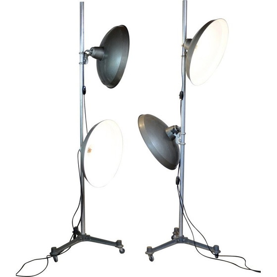 Image 1 of Pair of vintage double reflector floor lamps by Cremer, 1960