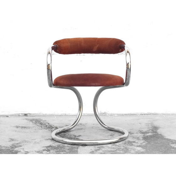 Image 1 of Set of 4 vintage leather armchairs by Rudi Bonzanini for Tecnosalotto Mantova, Italy 1970