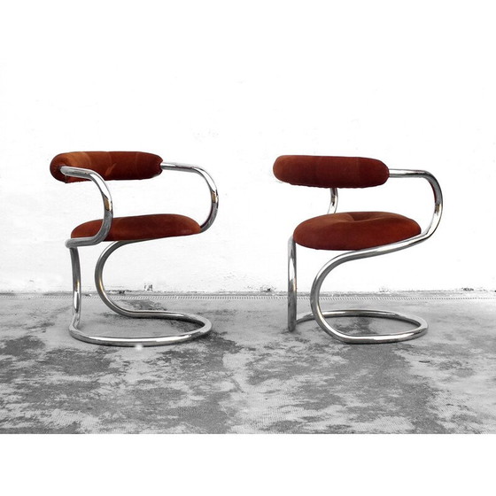 Image 1 of Set of 4 vintage leather armchairs by Rudi Bonzanini for Tecnosalotto Mantova, Italy 1970