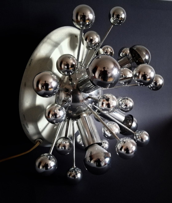 Image 1 of Original Soviet Design Chrome Cosmos "Sputnik' Wall Lamp 1970'S