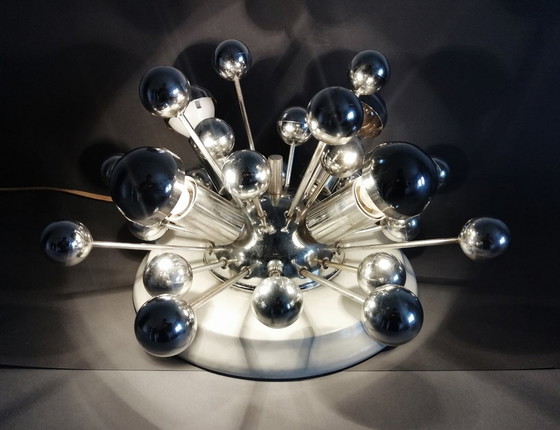 Image 1 of Original Soviet Design Chrome Cosmos "Sputnik' Wall Lamp 1970'S