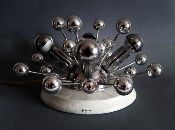 Image 1 of Original Soviet Design Chrome Cosmos "Sputnik' Wall Lamp 1970'S