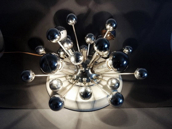 Image 1 of Original Soviet Design Chrome Cosmos "Sputnik' Wall Lamp 1970'S