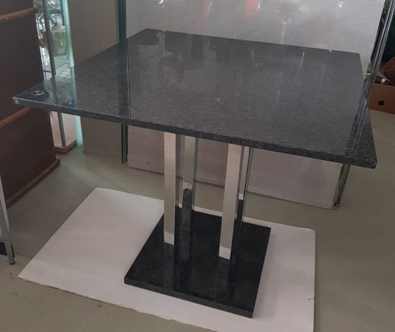 Image 1 of Granite Table With Chrome Legs, 1990S