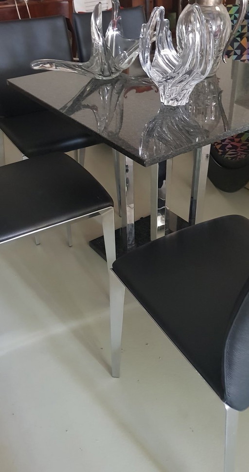 Granite Table With Chrome Legs, 1990S