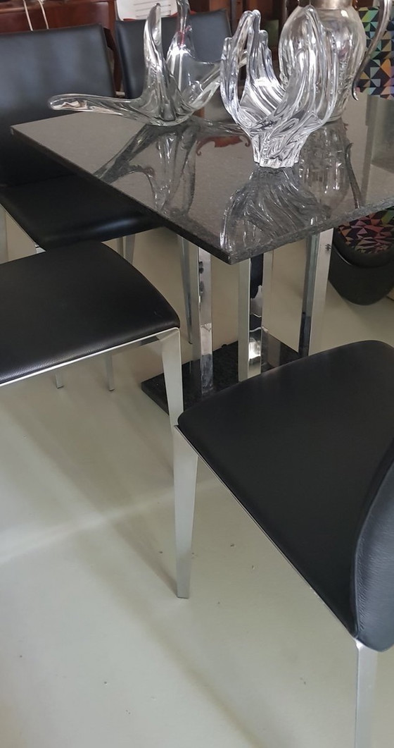 Image 1 of Granite Table With Chrome Legs, 1990S