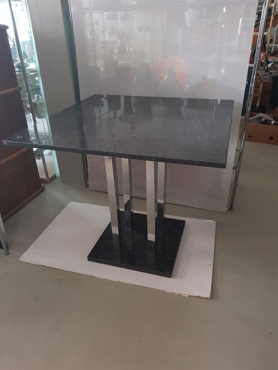 Image 1 of Granite Table With Chrome Legs, 1990S