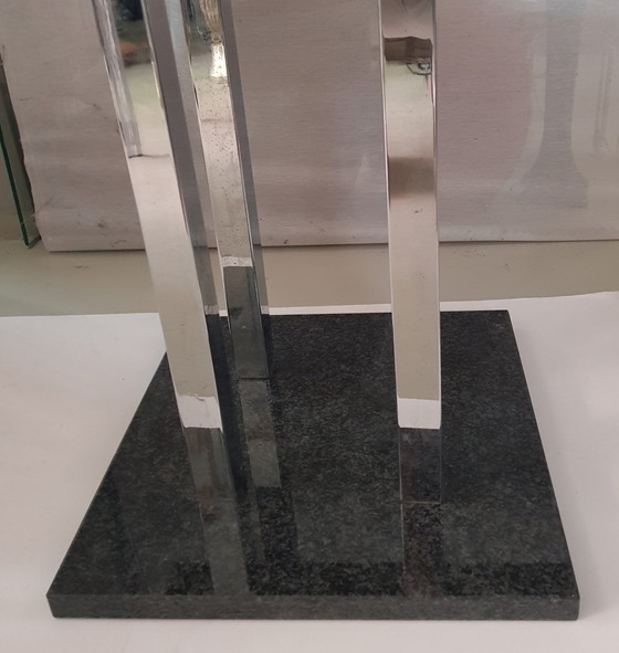 Image 1 of Granite Table With Chrome Legs, 1990S