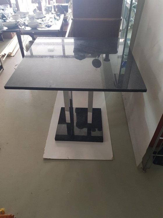 Image 1 of Granite Table With Chrome Legs, 1990S