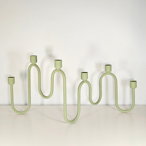 Wessel Metal Candle Holder By Fest - Green - Bonus Candles