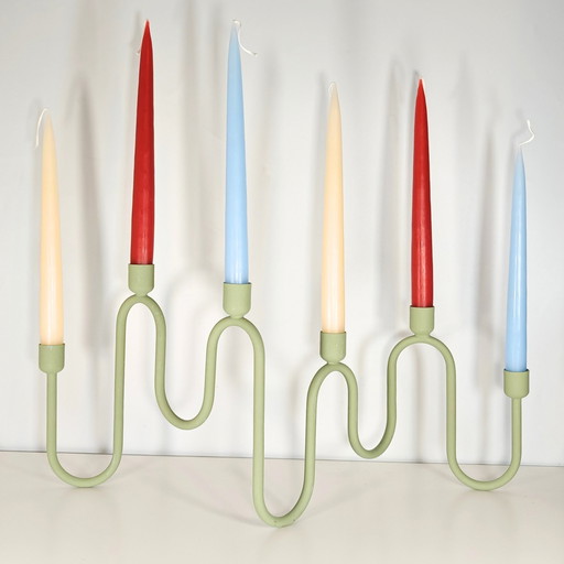 Wessel Metal Candle Holder By Fest - Green - Bonus Candles