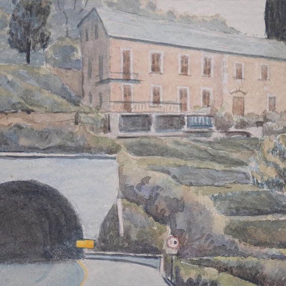 Image 1 of Vintage watercolor painting “Liguria” by Giacomo Maganzini, 1970s
